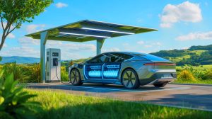Illustration of innovations in electric vehicle battery technology and their impact on energy sovereignty and sustainability. Image generated by AI.