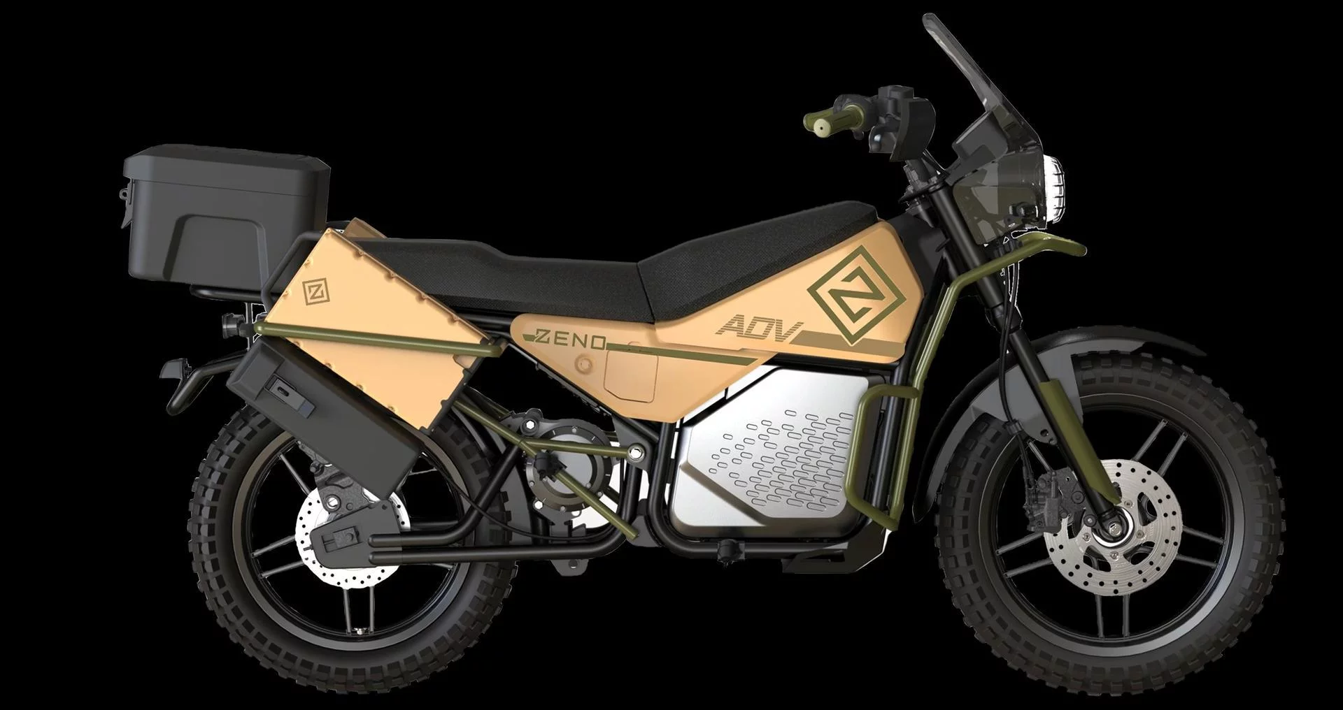 The Emara ADV features expandable onboard battery storage, allowing for two additional batteries to be carried on each side, similar to where saddlebags would typically be placed.