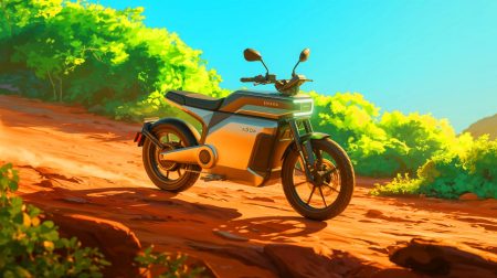 Illustration of the Emara ADV electric motorcycle designed by ex-Tesla engineers. Image generated by AI.
