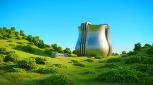 Illustration of China's Linglong-1 small modular nuclear reactor nearing completion. Image generated by AI.