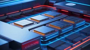 Illustration of Xiaomi's revolutionary solid-state EV battery with a layered electrode design. Image generated by AI.