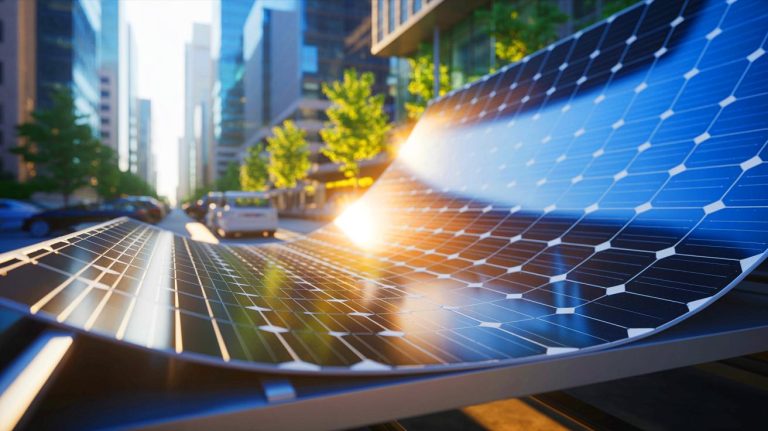 Illustration of record-breaking flexible solar cells developed by Chinese researchers. Image generated by AI.