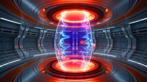 Illustration of the plasma boundary dynamics in a fusion reactor. Image generated by AI.