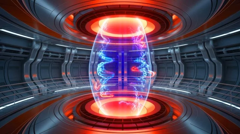 Illustration of the plasma boundary dynamics in a fusion reactor. Image generated by AI.