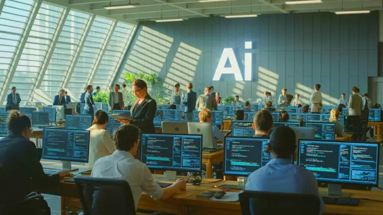 Illustration of Builder.ai revealing its reliance on manual labor behind a facade of AI innovation. Image generated by AI.