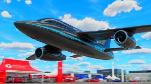 Illustration of StellarJet's solid hydrogen storage unit and electric propulsion system at the Salon du Bourget 2025. Image generated by AI.