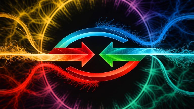 Illustration of the dual arrows of time in open quantum systems. Image generated by AI.