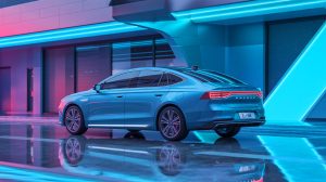 Illustration of the Geely Galaxy A7 EM-i sedan featuring the Leishen AI Hybrid 2.0 system. Image generated by AI.