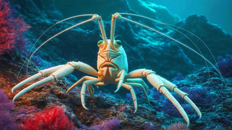 Illustration of a newly discovered crustacean species, Dulcibella camanchaca, in the Atacama Trench. Image generated by AI.