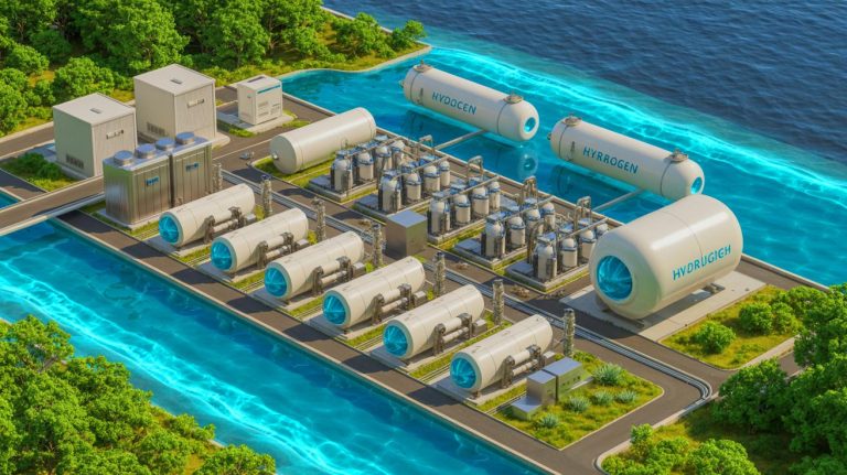 “China in Total Shock”: US Unveils Nuclear Reactor Capable of Powering 400,000 Homes and Producing Green Hydrogen Illustration of NuScale's integrated energy system combining small modular reactors with water desalination and hydrogen production. Image generated by AI.