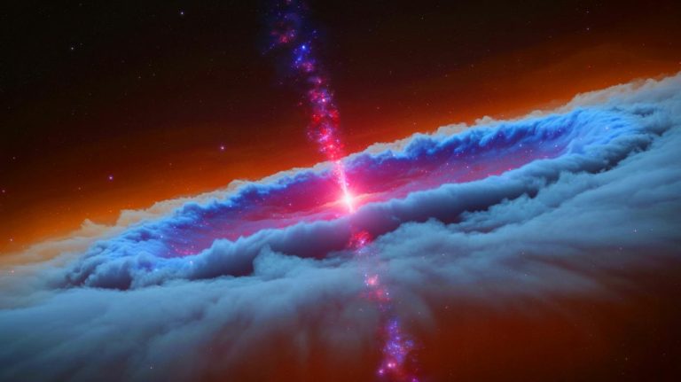 Deep-Space Water War: The 140-Trillion-Ocean Discovery That’s Fueling Global Tensions, Wild Conspiracies, and Scientific Revolt Illustration of a massive water reservoir in space surrounding quasar APM 08279+5255, generated by artificial intelligence.