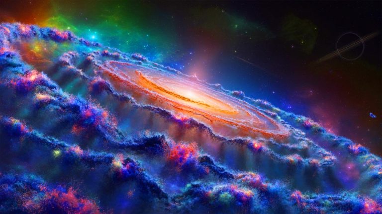 Illustration of the Great Wall of Hercules-Corona Borealis, a colossal galactic structure. Image generated by AI.