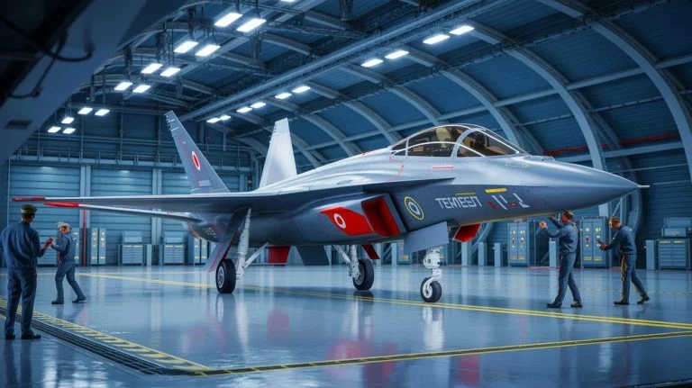 Illustration of the Tempest sixth-generation fighter jet demonstrator developed by BAE Systems, an artificial illustration.