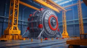 Illustration of the BEST nuclear fusion reactor under construction in China. Image generated by AI.