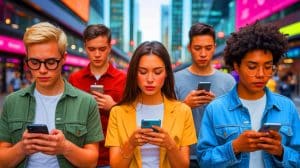 Illustration of the decline in cognitive abilities in younger generations, highlighting technology's impact, as an artificial illustration.