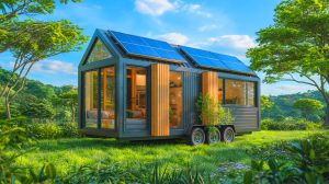 “It’s Like a Tesla You Can Live In!”: LOVT Unveils Futuristic Tiny House That’s Modular, Eco-Friendly, and Ready to Disrupt Everything Illustration of a modular and sustainable tiny house concept.