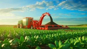 Illustration of the United States' initiative to capture carbon dioxide through innovative agricultural technology, artificially generated.