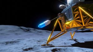 Illustration of Firefly’s Elytra Dark vehicle deploying Blue Ghost into lunar orbit.