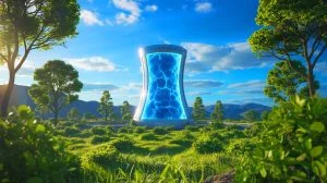 Illustration of nuclear fusion technology as a sustainable energy source, created by artificial intelligence.