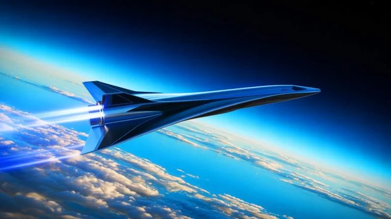 Illustration of the Invictus spaceplane concept aiming for Mach 5 travel by 2031, generated by artificial intelligence.