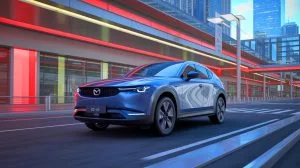 Illustration of the Mazda EZ-60 electric SUV designed for the Chinese market. Image generated by AI.