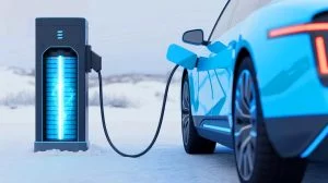 Illustration of revolutionary lithium-ion battery technology enhancing electric vehicle performance in cold weather. Image generated by AI.