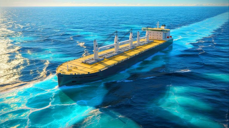 Illustration of a dual-purpose carrier designed to transport liquefied carbon dioxide and methanol. Image generated by AI.