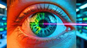 Illustration of the newly discovered color olo, visible through retinal stimulation with lasers, as an artificial illustration.