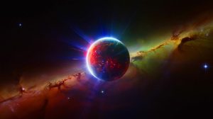 Illustration of a mysterious radio-emitting celestial object with an accelerating spin, generated by artificial intelligence.