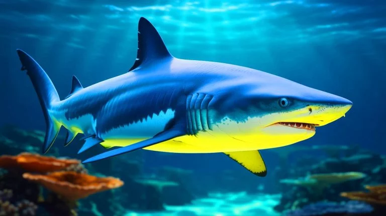 “These Sharks Are Masters of Disguise”: Astonished Scientists Uncover Blue Shark’s Unique Ability to Change Color in a Breathtaking Breakthrough Illustration of a blue shark showcasing its color-changing ability, generated by artificial intelligence.