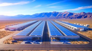 Illustration of Tesla's new LFP battery factory in Nevada. Image generated by AI.