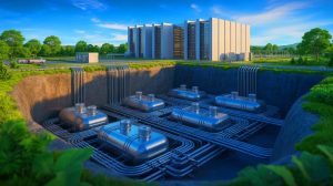 Illustration of Deep Fission's underground micro-reactors powering data centers, generated by artificial intelligence.