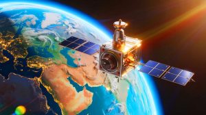 Illustration of the Quantum Gravity Gradiometer Pathfinder revolutionizing Earth observation, generated by artificial intelligence.