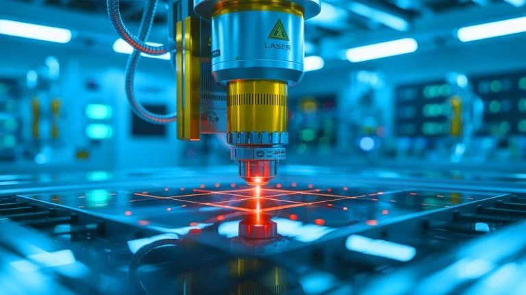 Illustration of Coherent Corp.'s groundbreaking laser technology enhancing HTS tape production, an artificial illustration.
