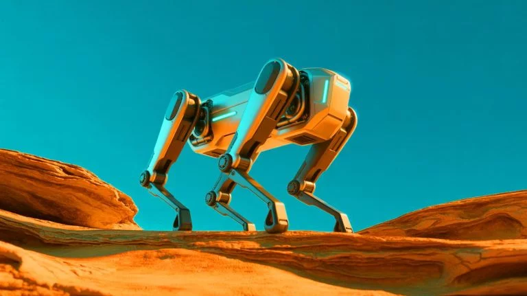 “They Tried to Kick It Down—It Didn’t Budge!”: China’s Two-Legged Robot Dog Defies Terrain, Attacks, and Gravity Illustration of a bio-inspired quadruped robot walking on two legs across challenging terrain.