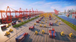 Illustration of Singapore's Tuas mega port poised to become the world's largest automated container terminal.