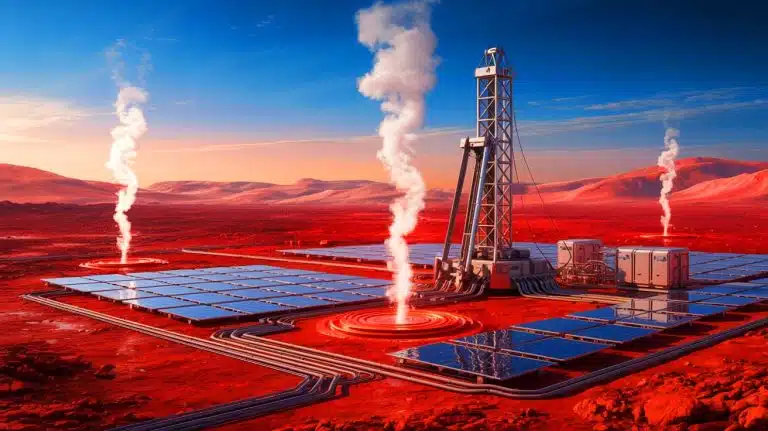 “This Proves We’re Not Alone”: Top Scientist Sparks Outrage After Claiming Alien Energy Source Destroys Earth’s Energy Excuse Illustration of an underground geothermal energy reservoir on Mars, highlighting its potential for future space exploration and colonization. This is an artificial illustration.
