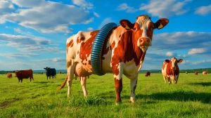 Illustration of the New World screwworm threatening livestock and human health, generated by artificial intelligence.