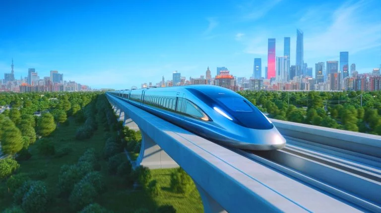 “They’re Not Supposed to Be This Fast”: China’s Maglev Shockingly Nears Japan’s Bullet Train Speeds in High-Stakes Tech Showdown Illustration of China's new maglev train reaching speeds of 373 mph, an artificial illustration.