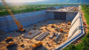 Illustration of China's massive underground military command center construction near Beijing.