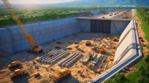 Illustration of China's massive underground military command center construction near Beijing.