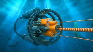Illustration of China's advanced cable-cutting device capable of operating at unprecedented ocean depths.