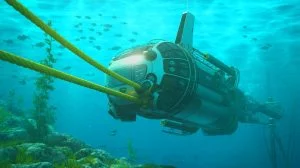 Illustration of a deep-sea cable-cutting device capable of operating at unprecedented depths.