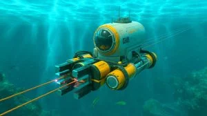 Illustration of a deep-sea cable-cutting device operating at unprecedented depths.