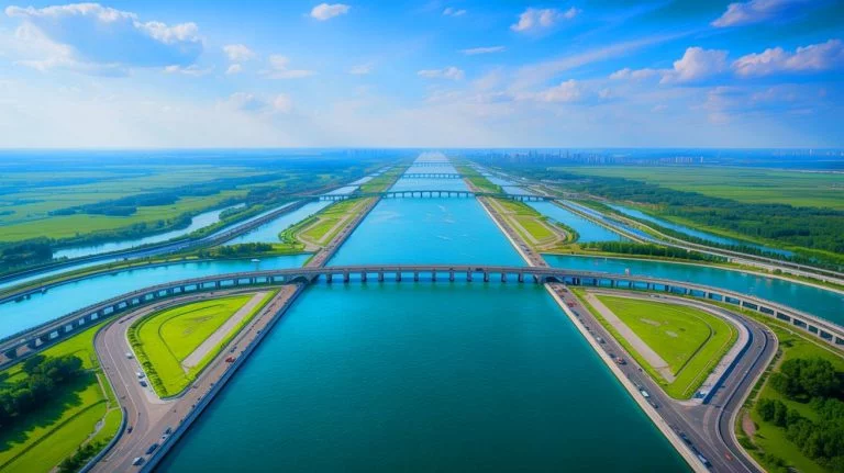 Illustration of the main canal of China's South-to-North Water Diversion Project in Jiaozuo, central China's Henan Province.