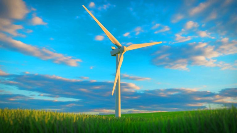 Illustration of Envision Energy's two-blade wind turbine prototype achieving stable operation.