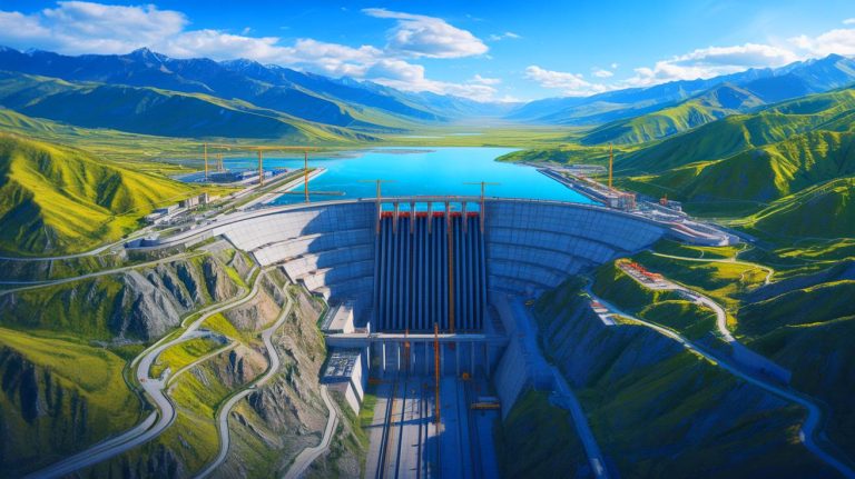 “China’s Giant Dam Just Rose On The Roof Of The World”: Record-Breaking Project Sparks Terrifying Water War Fears Across Asia Illustration of China's massive hydroelectric project on the Tibetan Plateau impacting regional geopolitics.