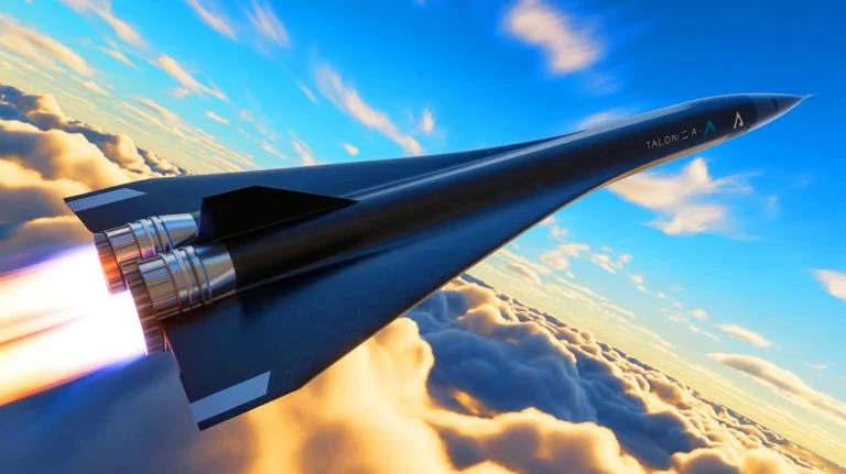 Illustration of the Talon-A hypersonic test vehicle equipped with advanced H13 rocket engines for enhanced performance.