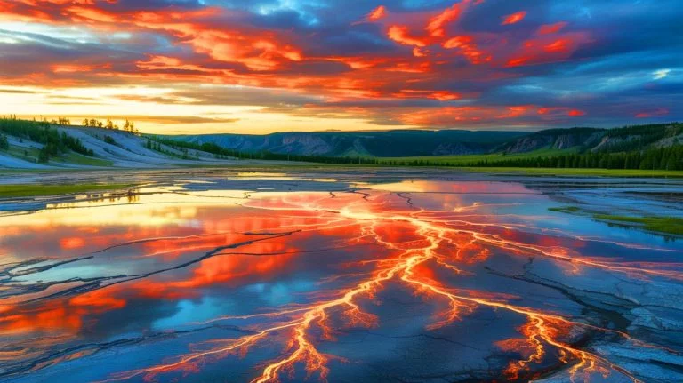 Illustration of seismic activity beneath Yellowstone National Park revealed through artificial intelligence analysis.