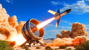 US Space Cannon: Hundreds of Pancake Satellites Fired Into Orbit Spark China’s Fiercest Technology Alert of the Decade Illustration of SpinLaunch's centrifugal cannon technology for satellite deployment.